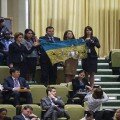 Flag Ukrainy iz Ilovajskaja razvernuli v OON vovremja vystuplenija Putina